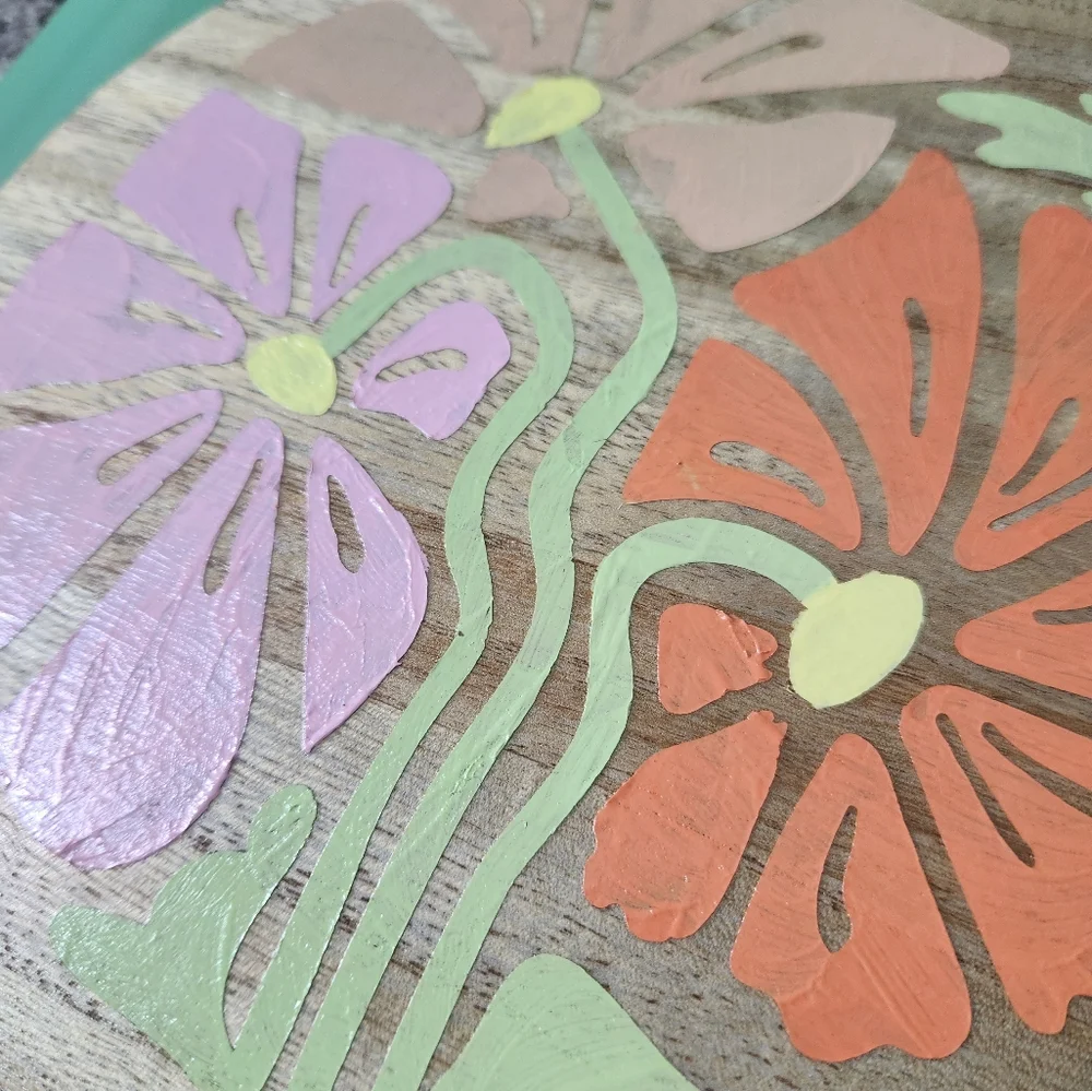 Floral Hand Painted Wood Riser Decor